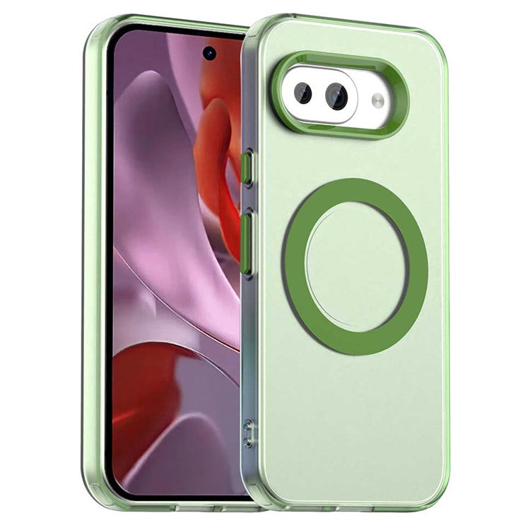 For Google Pixel 9a Case Compatible with MagSafe PC+TPU+PET Anti-Drop Phone Cover - Green