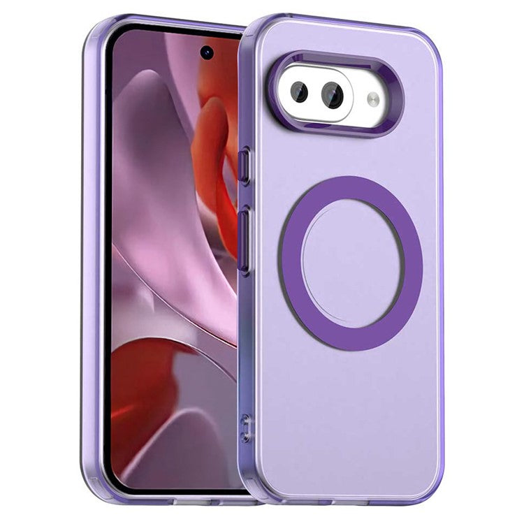 For Google Pixel 9a Case Compatible with MagSafe PC+TPU+PET Anti-Drop Phone Cover - Purple