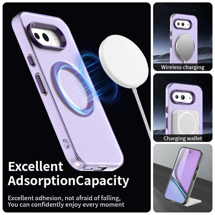 For Google Pixel 9a Case Compatible with MagSafe PC+TPU+PET Anti-Drop Phone Cover - Purple