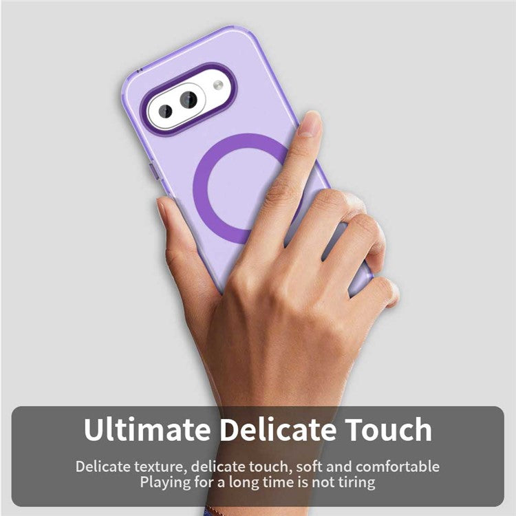 For Google Pixel 9a Case Compatible with MagSafe PC+TPU+PET Anti-Drop Phone Cover - Purple