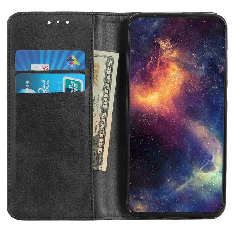 For Google Pixel 9a Case Split Leather Flip Wallet Phone Cover - Black