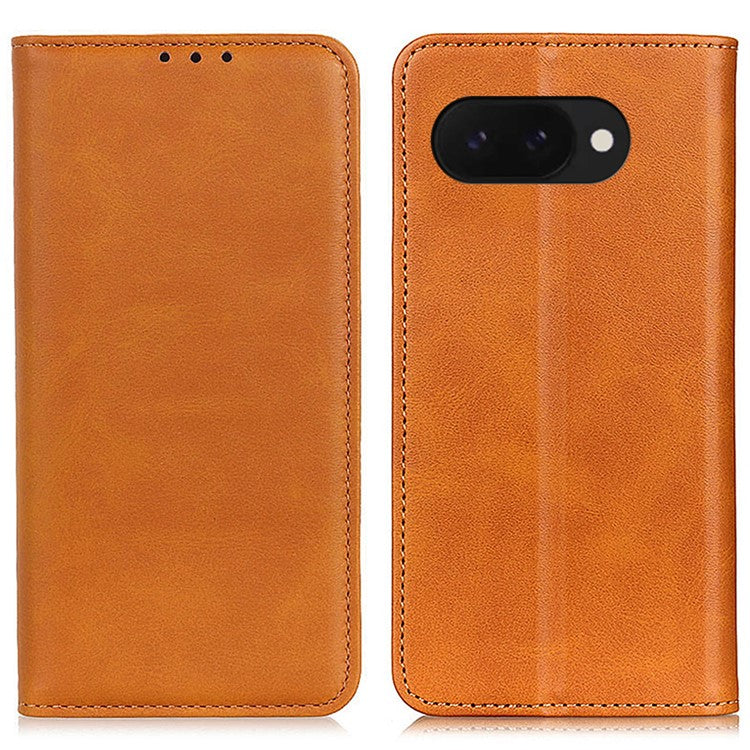 For Google Pixel 9a Case Split Leather Flip Wallet Phone Cover - Brown