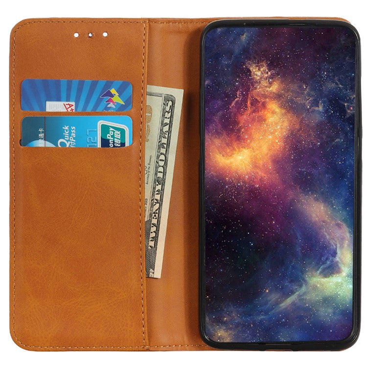 For Google Pixel 9a Case Split Leather Flip Wallet Phone Cover - Brown