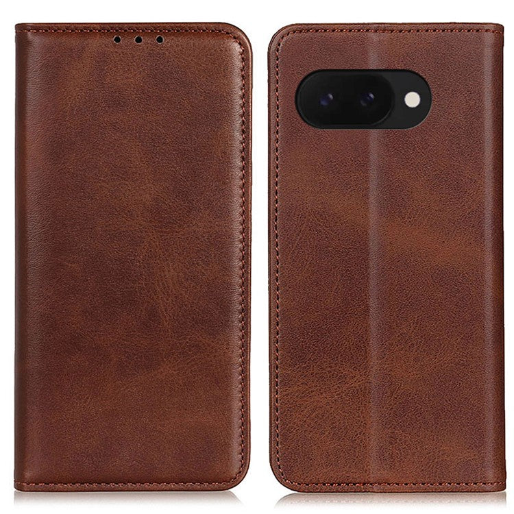 For Google Pixel 9a Case Split Leather Flip Wallet Phone Cover - Coffee