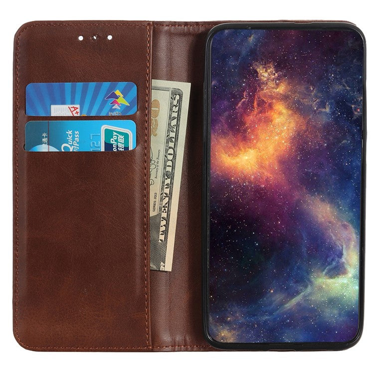 For Google Pixel 9a Case Split Leather Flip Wallet Phone Cover - Coffee