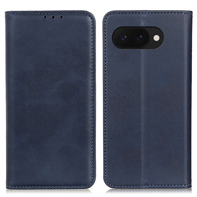 For Google Pixel 9a Case Split Leather Flip Wallet Phone Cover - Blue