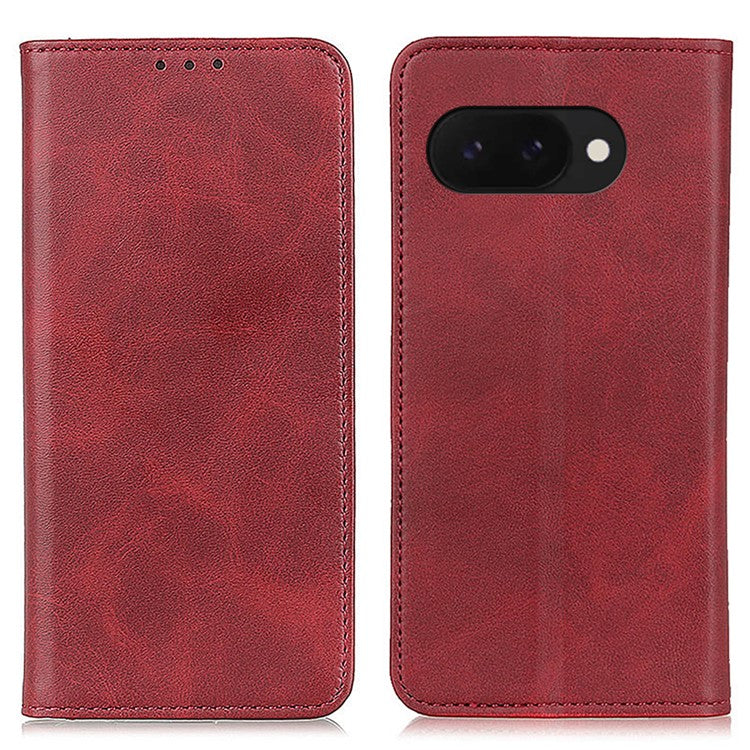 For Google Pixel 9a Case Split Leather Flip Wallet Phone Cover - Red