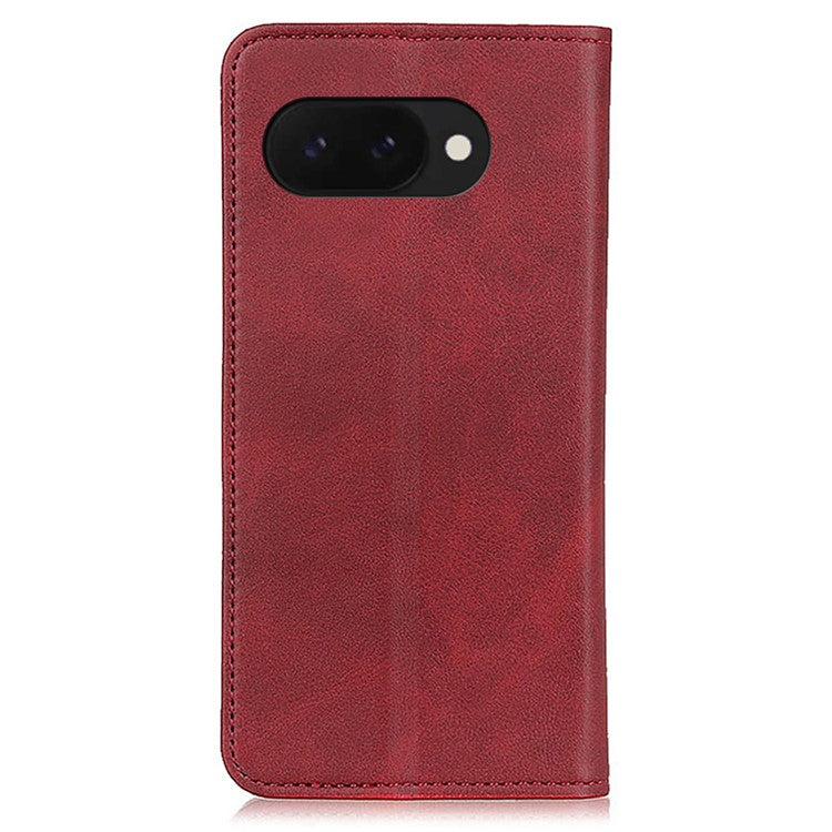 For Google Pixel 9a Case Split Leather Flip Wallet Phone Cover - Red