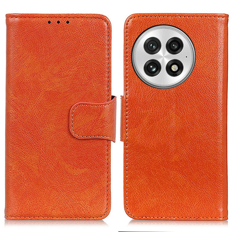 For OnePlus 13 Case Nappa Texture Split Leather Wallet Phone Cover - Orange