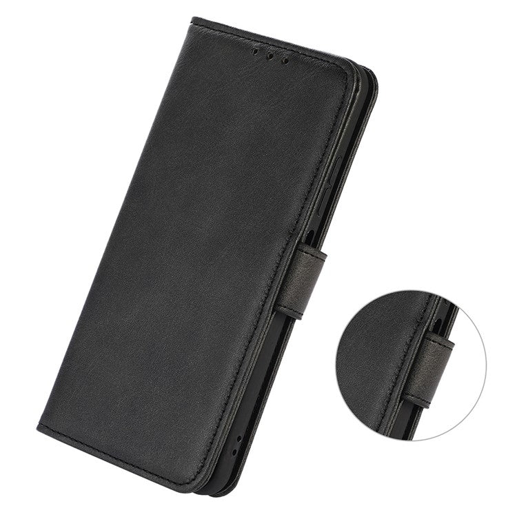 For Google Pixel 9a Case Cowhide Texture Leather Wallet Phone Cover with Stand - Black