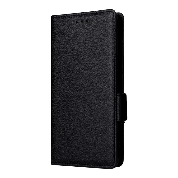 For vivo Y19s 4G Case Litchi Texture PU Leather Wallet Flip Phone Cover - Black