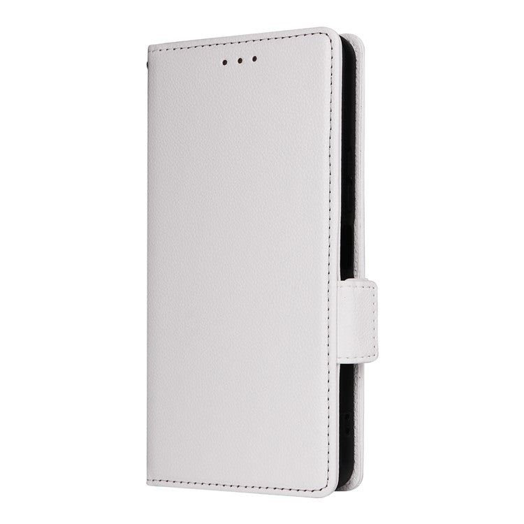 For vivo Y19s 4G Case Litchi Texture PU Leather Wallet Flip Phone Cover - White