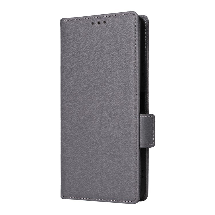 For vivo Y19s 4G Case Litchi Texture PU Leather Wallet Flip Phone Cover - Grey