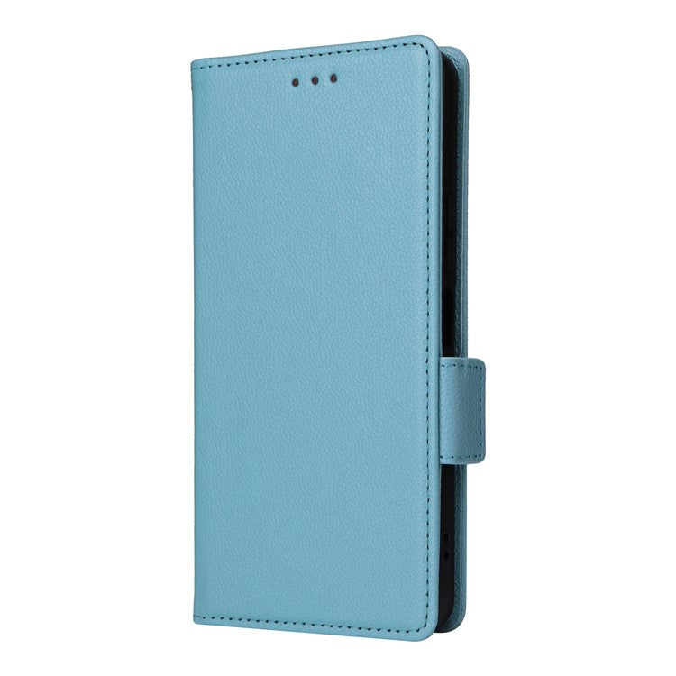 For vivo Y19s 4G Case Litchi Texture PU Leather Wallet Flip Phone Cover - Baby Blue