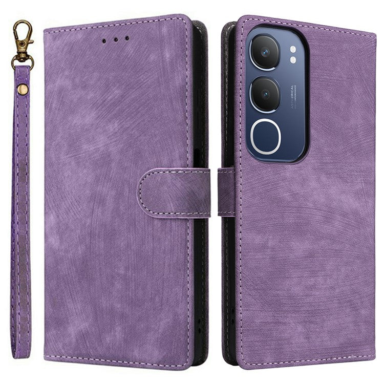 For vivo Y19s 4G Wallet Case RFID Blocking PU Leather Cover Stand View - Purple