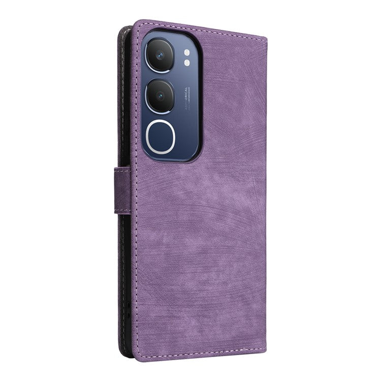 For vivo Y19s 4G Wallet Case RFID Blocking PU Leather Cover Stand View - Purple