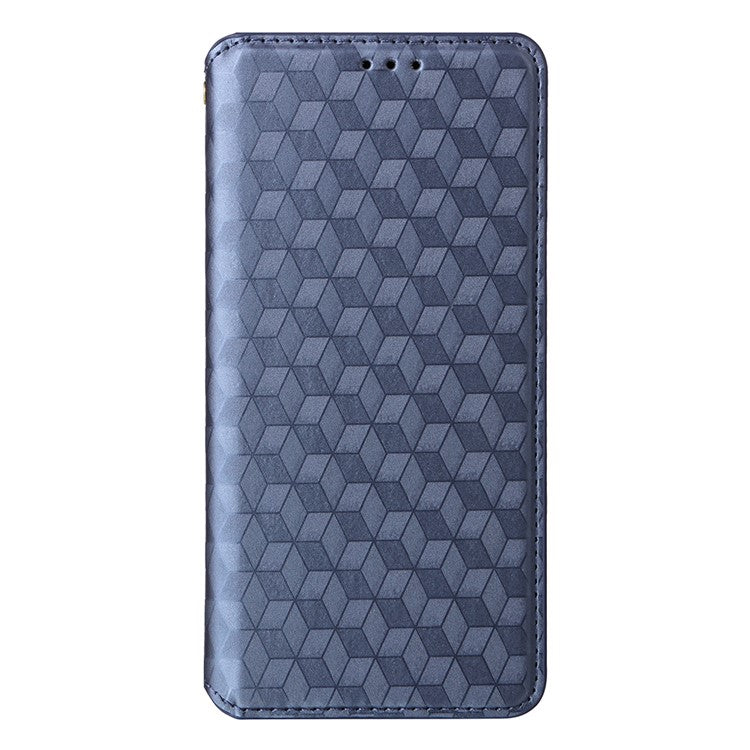 For vivo Y19s 4G Wallet Case Rhombus Imprinted Leather Phone Cover - Blue