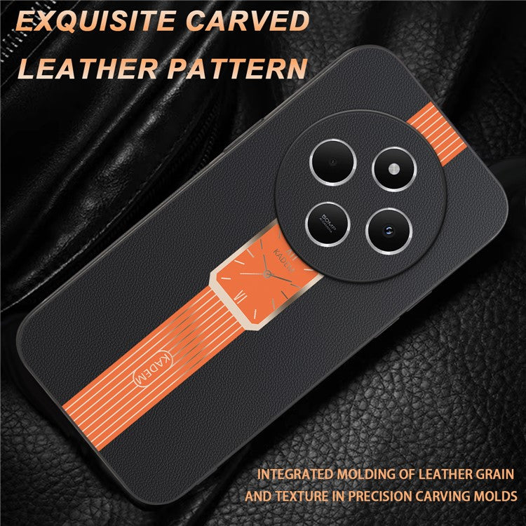 KADEM For Xiaomi Redmi 14C 4G / 14R 5G / Poco C75 4G Case Leather+TPU+Acrylic Anti-Scratch Phone Cover - Orange