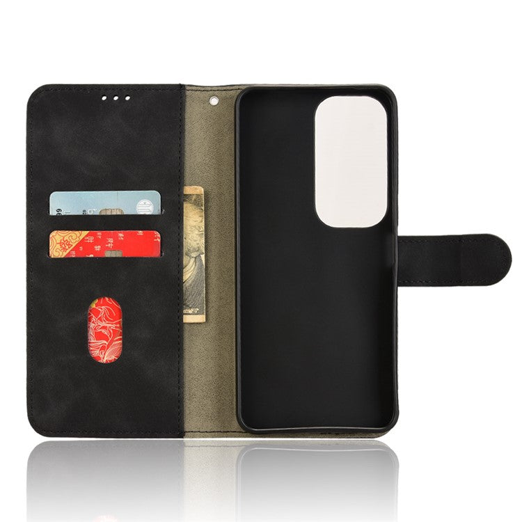 For vivo Y19s 4G Leather Case Skin-Feel Anti-Drop Wallet Flip Phone Cover - Black