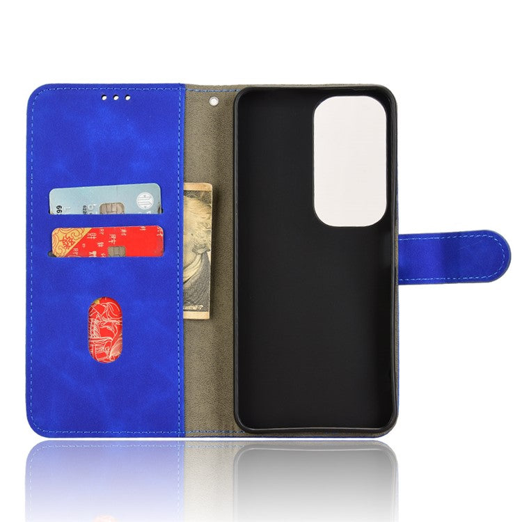 For vivo Y19s 4G Leather Case Skin-Feel Anti-Drop Wallet Flip Phone Cover - Blue