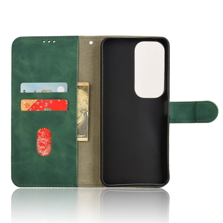 For vivo Y19s 4G Leather Case Skin-Feel Anti-Drop Wallet Flip Phone Cover - Green