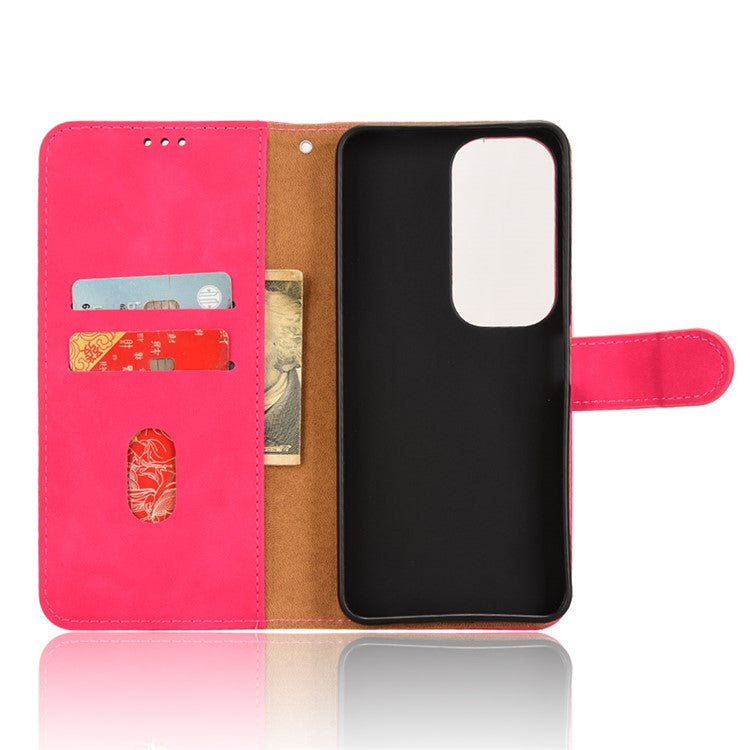 For vivo Y19s 4G Leather Case Skin-Feel Anti-Drop Wallet Flip Phone Cover - Rose