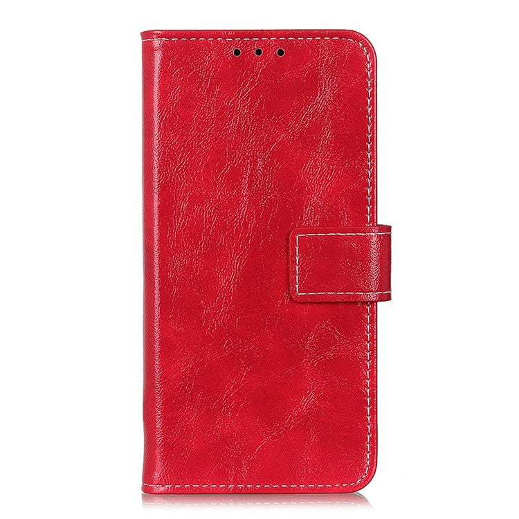 For Google Pixel 9a Leather Case Wallet Phone Cover Crazy Horse Texture - Red