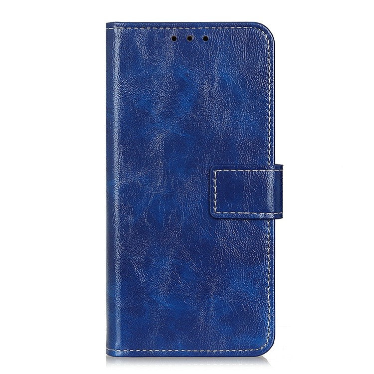 For Google Pixel 9a Leather Case Wallet Phone Cover Crazy Horse Texture - Blue