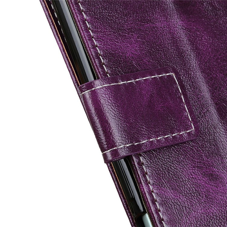 For Google Pixel 9a Leather Case Wallet Phone Cover Crazy Horse Texture - Purple