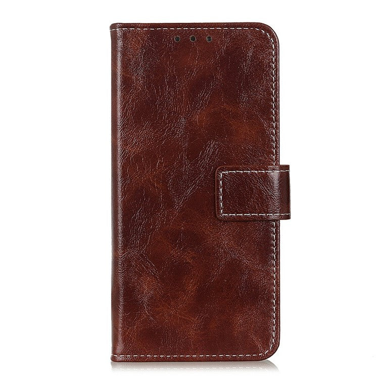 For Google Pixel 9a Leather Case Wallet Phone Cover Crazy Horse Texture - Brown