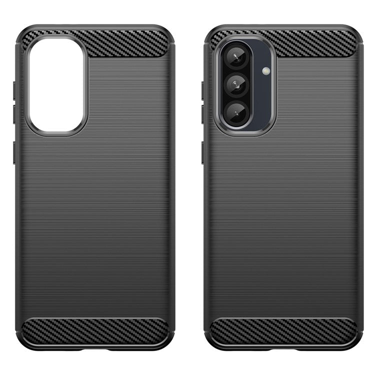 For Samsung Galaxy A36 5G / A56 5G Case Carbon Fiber Texture Brushed Anti Fingerprint Phone Back Cover - Black