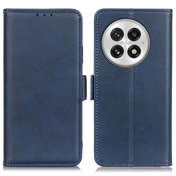 For OnePlus 13 Case Stand Cowhide Texture PU Leather Phone Cover - Blue