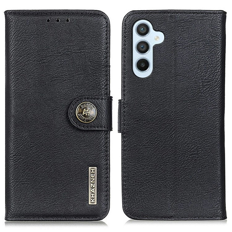 KHAZNEH For Samsung Galaxy A36 5G Wallet Case Cowhide Texture Leather Flip Phone Cover - Black