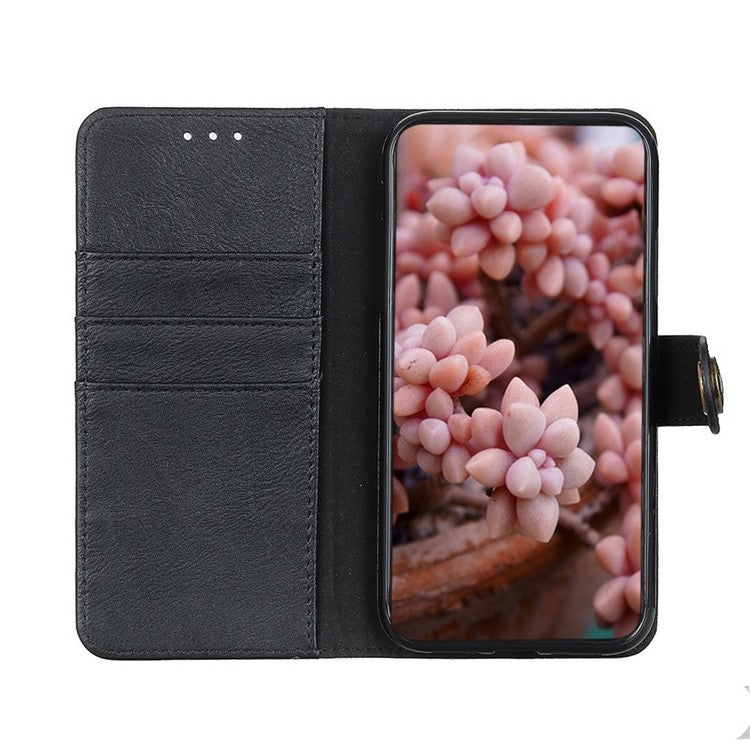 KHAZNEH For Samsung Galaxy A36 5G Wallet Case Cowhide Texture Leather Flip Phone Cover - Black