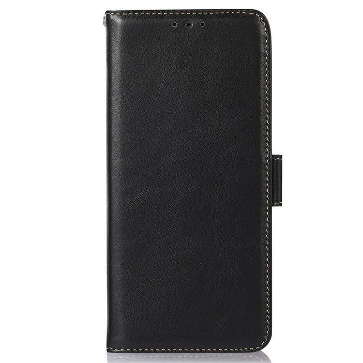 For Google Pixel 9a Case RFID Blocking Genuine Cow Leather Wallet Phone Cover - Black