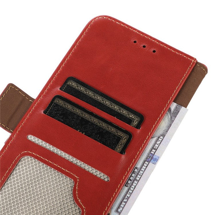 For Google Pixel 9a Case RFID Blocking Genuine Cow Leather Wallet Phone Cover - Red