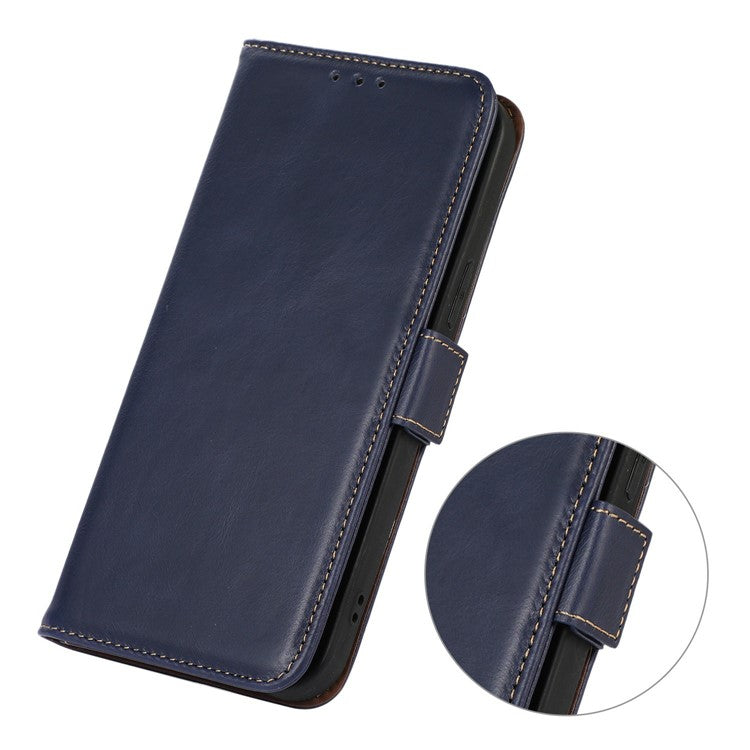 For Google Pixel 9a Case RFID Blocking Genuine Cow Leather Wallet Phone Cover - Blue