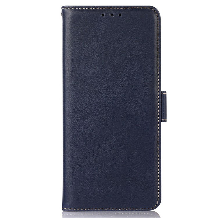 For Google Pixel 9a Case RFID Blocking Genuine Cow Leather Wallet Phone Cover - Blue