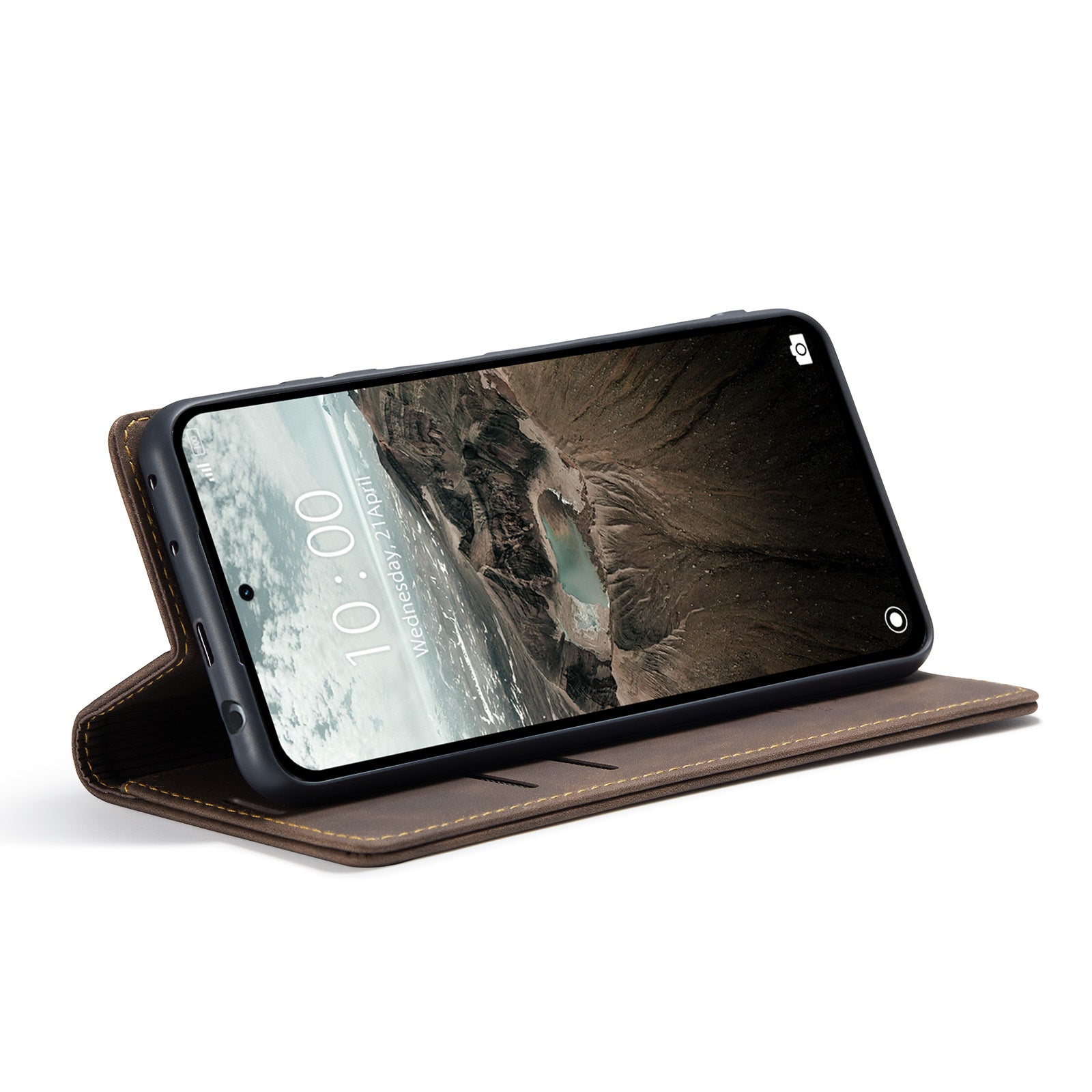 For Xiaomi Redmi Note 14 5G Case CASEME 013 Series Card Holder Stand Leather Phone Cover - Coffee