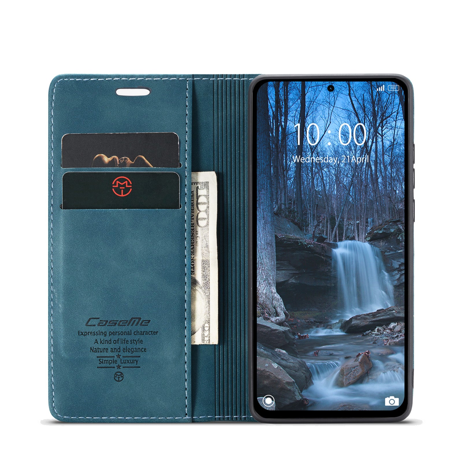 For Xiaomi Redmi Note 14 5G Case CASEME 013 Series Card Holder Stand Leather Phone Cover - Blue