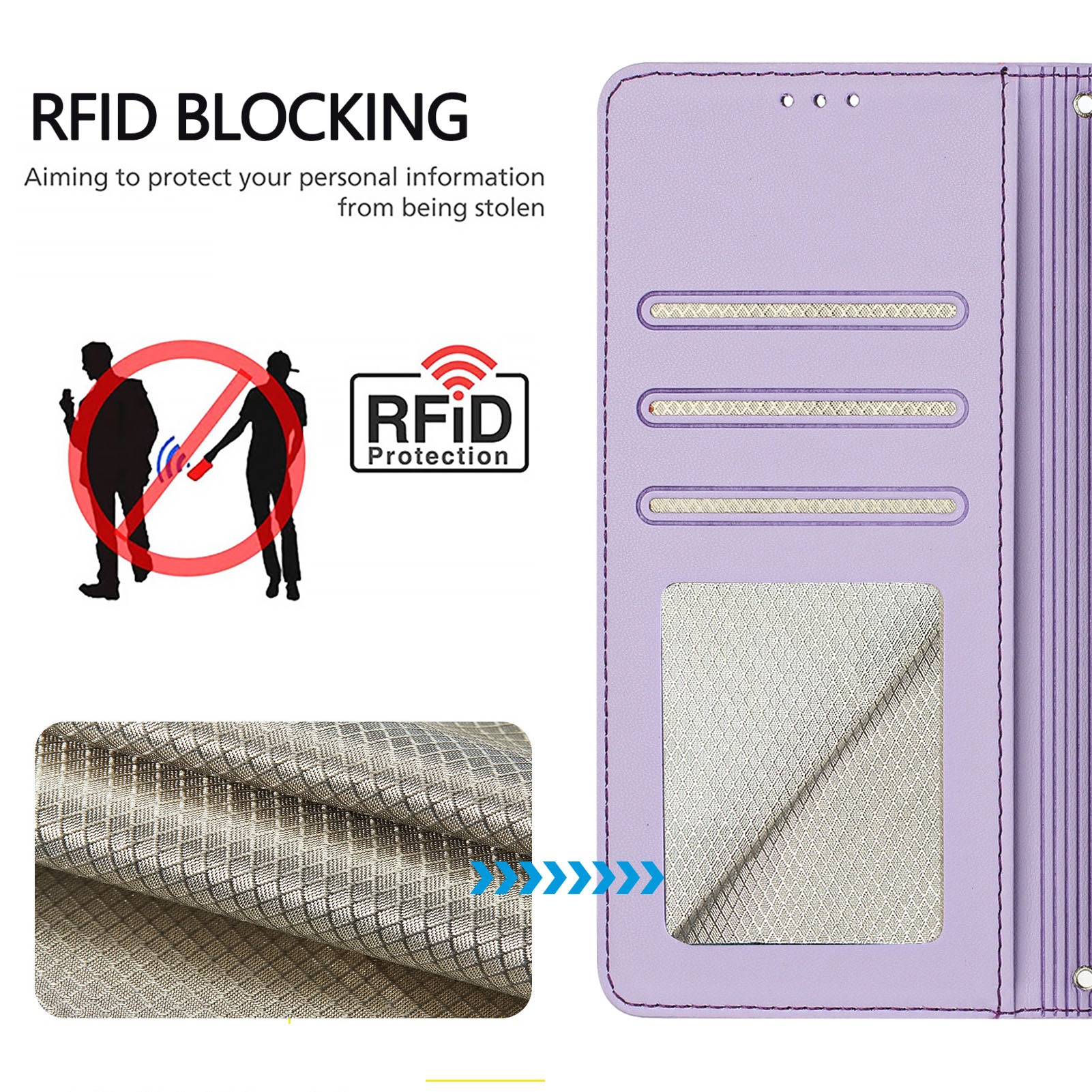 For Xiaomi Redmi 14R 5G / Xiaomi Poco C75 4G / Xiaomi Redmi 14C 4G Case with Strap RFID Blocking Leather Wallet Phone Cover Cat Mouse Pattern - Purple