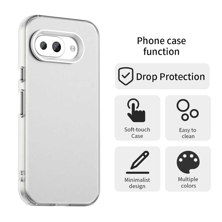 For Google Pixel 9a Case PC+TPU+PET Matte Anti-Drop Phone Back Cover - White