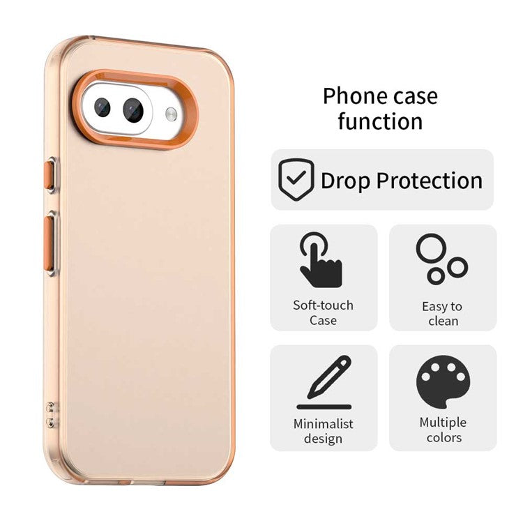 For Google Pixel 9a Case PC+TPU+PET Matte Anti-Drop Phone Back Cover - Orange