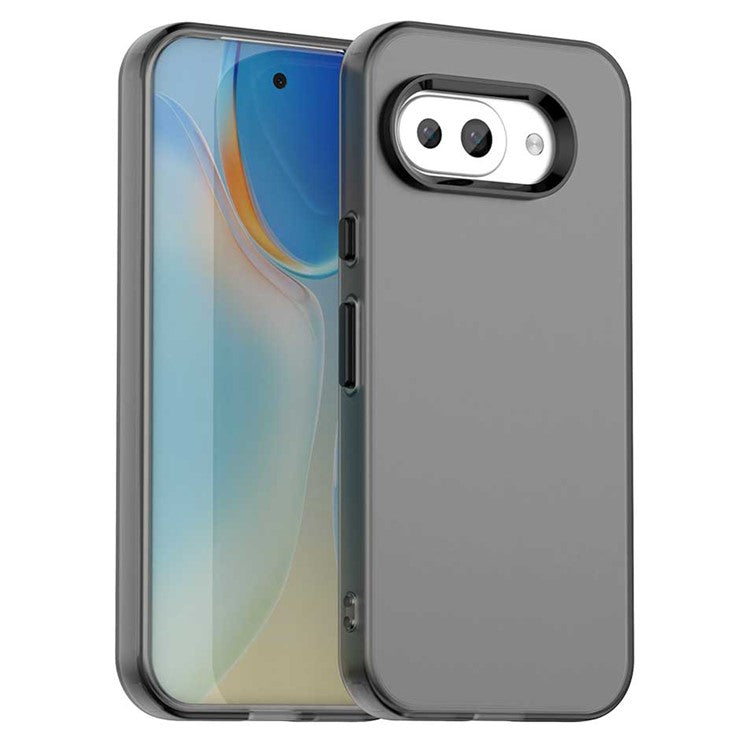 For Google Pixel 9a Case PC+TPU+PET Matte Anti-Drop Phone Back Cover - Black