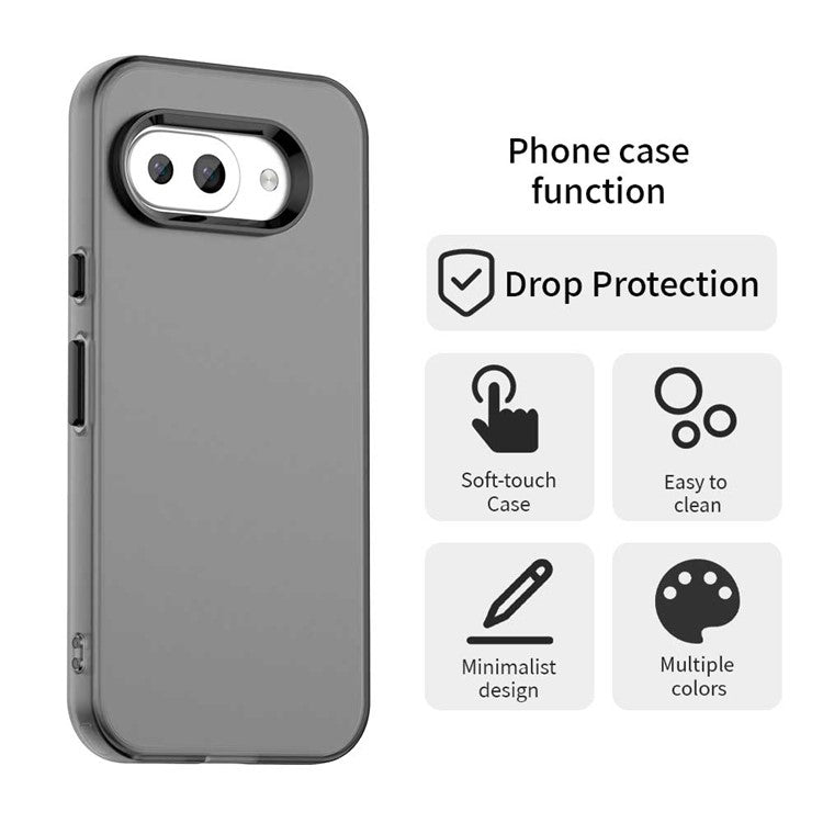 For Google Pixel 9a Case PC+TPU+PET Matte Anti-Drop Phone Back Cover - Black