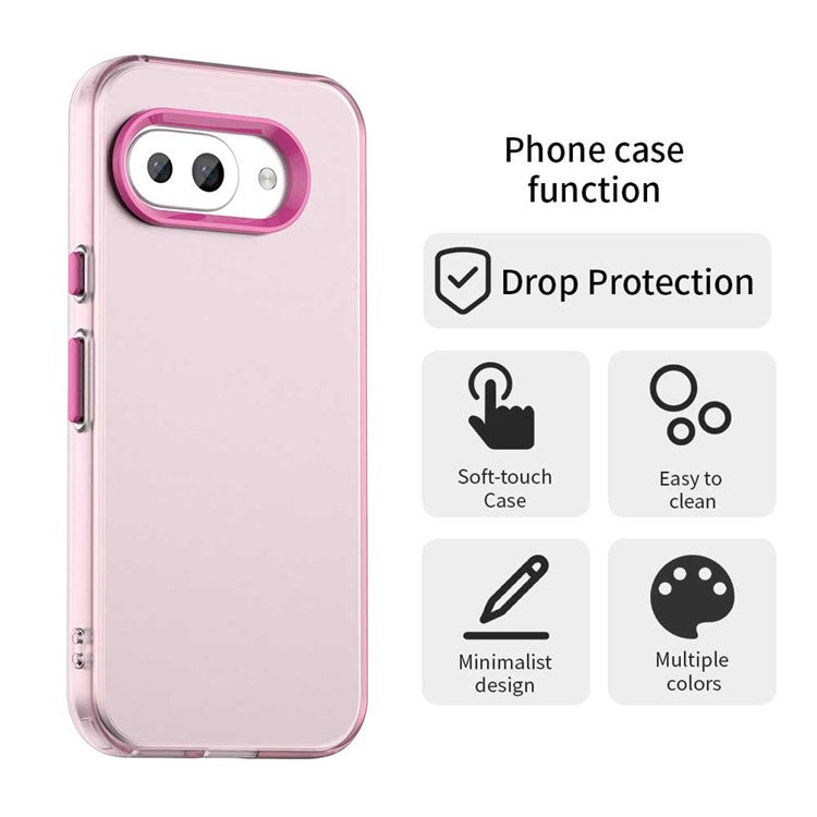 For Google Pixel 9a Case PC+TPU+PET Matte Anti-Drop Phone Back Cover - Red