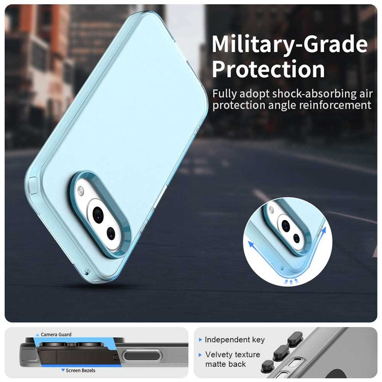 For Google Pixel 9a Case PC+TPU+PET Matte Anti-Drop Phone Back Cover - Blue