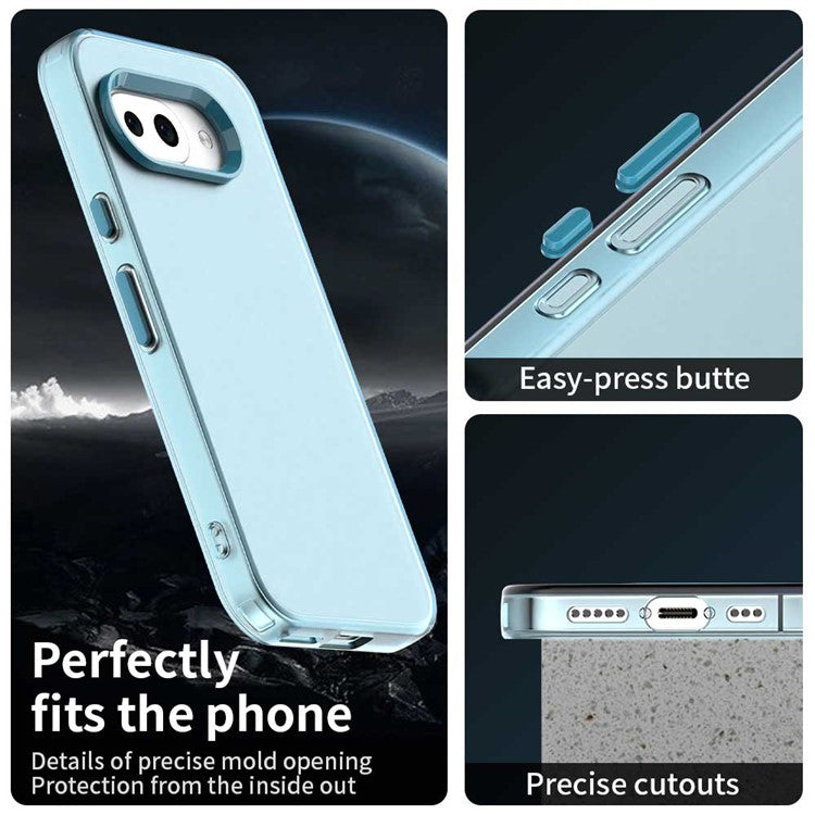 For Google Pixel 9a Case PC+TPU+PET Matte Anti-Drop Phone Back Cover - Blue