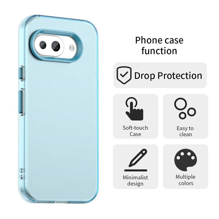 For Google Pixel 9a Case PC+TPU+PET Matte Anti-Drop Phone Back Cover - Blue