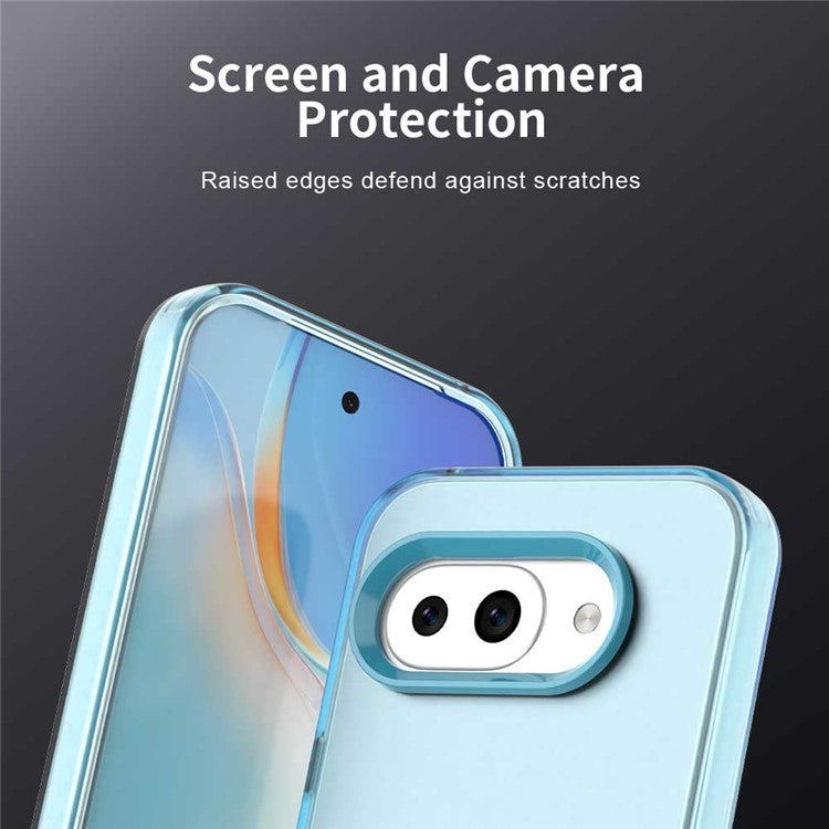 For Google Pixel 9a Case PC+TPU+PET Matte Anti-Drop Phone Back Cover - Blue